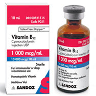 Sandoz Vitamin B12 Injectable Solution 1000 mcg/mL