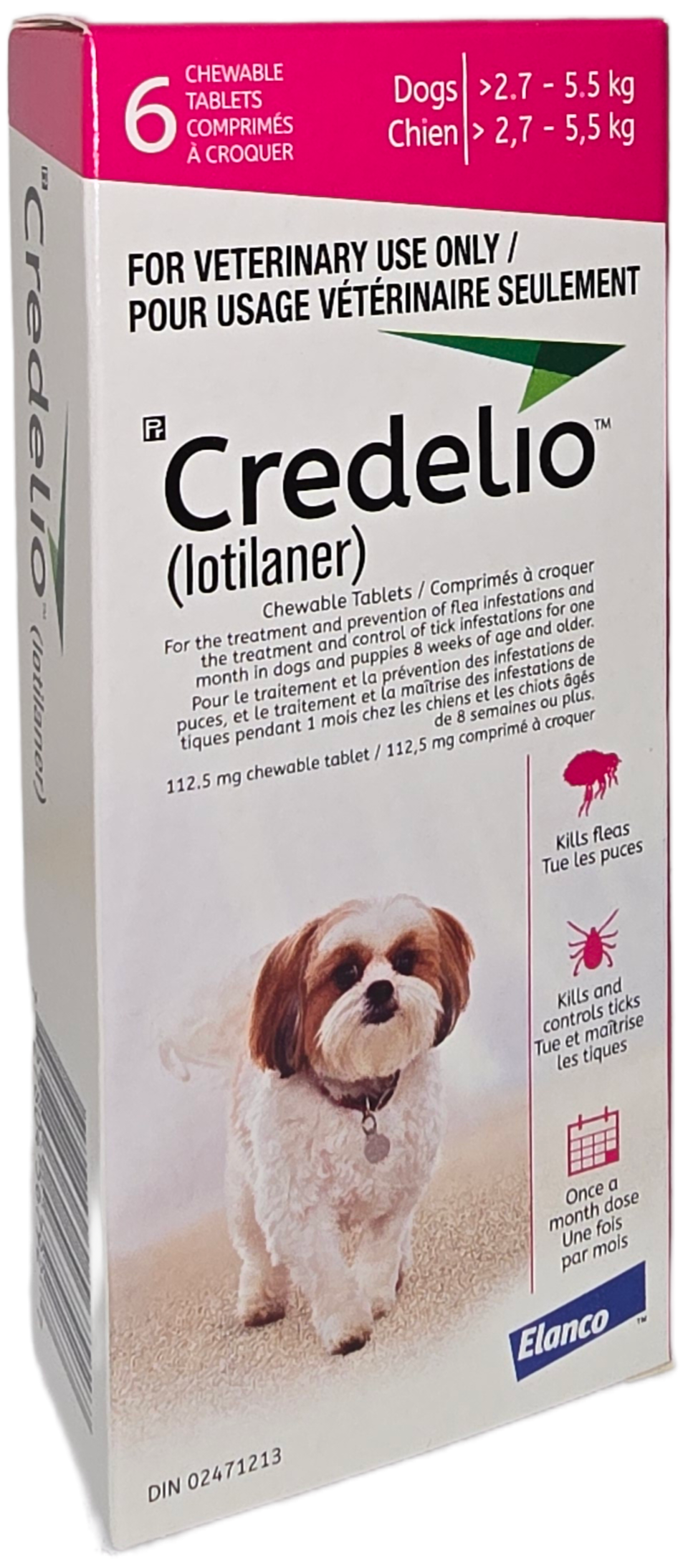 Credelio (lotilaner) Chewable Tablet For Dogs 2.7 To 5.5 Kg (Pink) - 1 Tablet