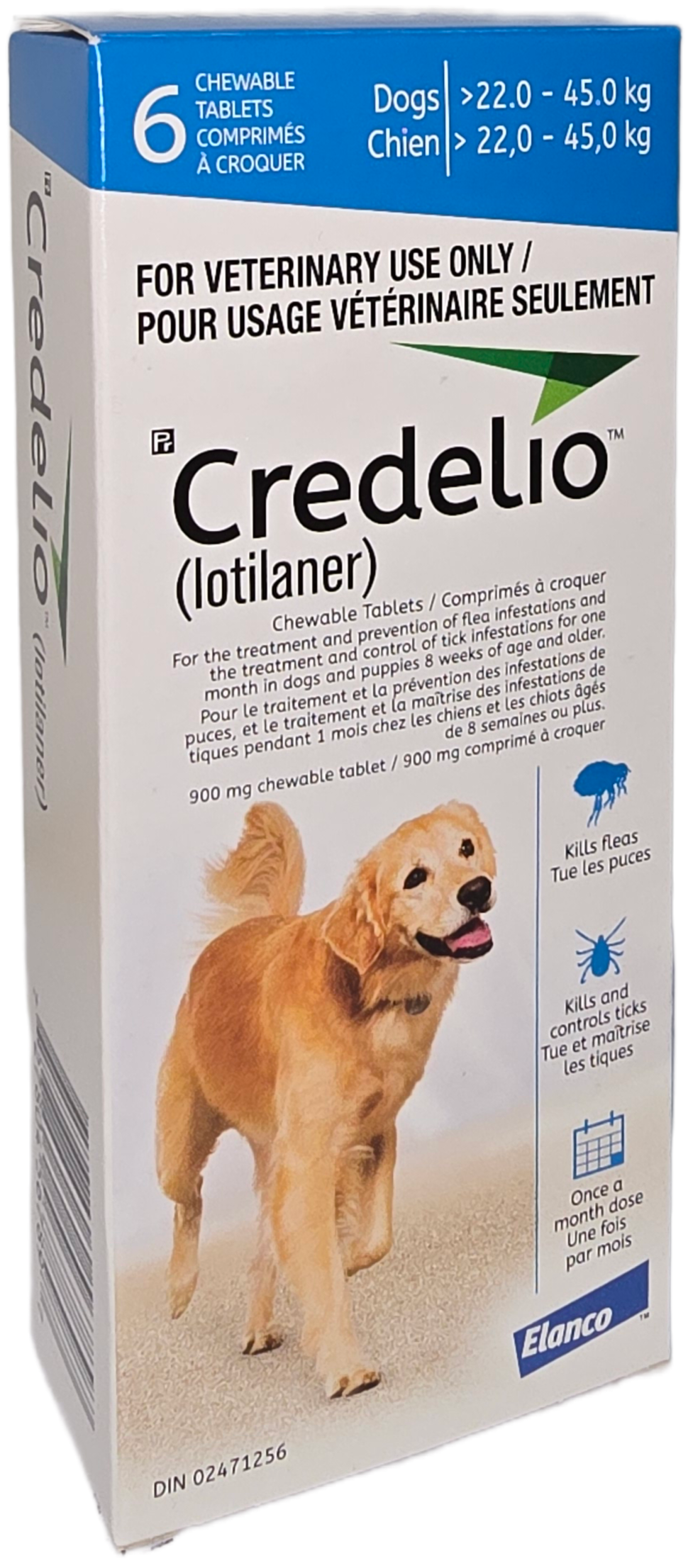 Credelio (lotilaner) Chewable Tablet For Dogs 22 To 45 Kg (Blue) - 1 Tablet