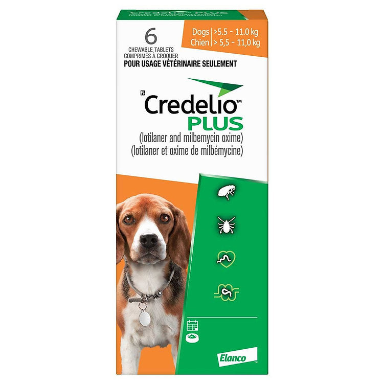 Credelio Plus (lotilaner/milbemycin oxime) Chewable Tablet For Dogs 5.6 To 11 Kg (Orange)