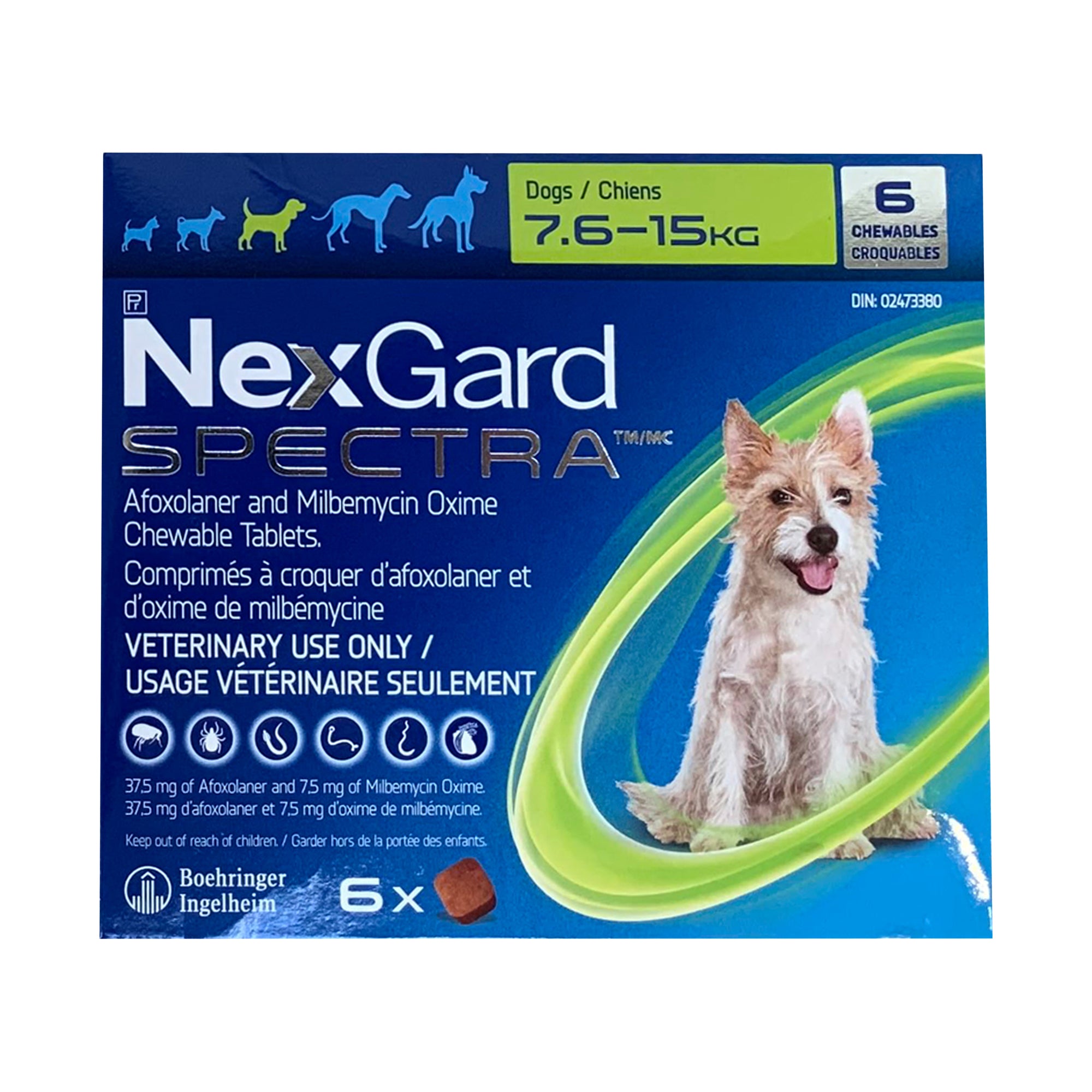NexGard Spectra Chewable Tablet For Dogs 7.6 To 15 Kg (Green)