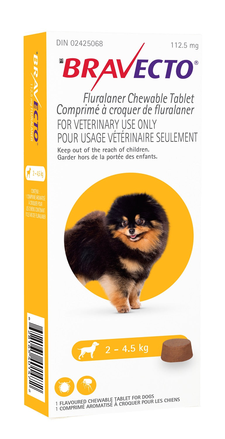 Bravecto Chews For Toy Dogs 2 To 4.5 kg (Yellow) - 112.5 mg