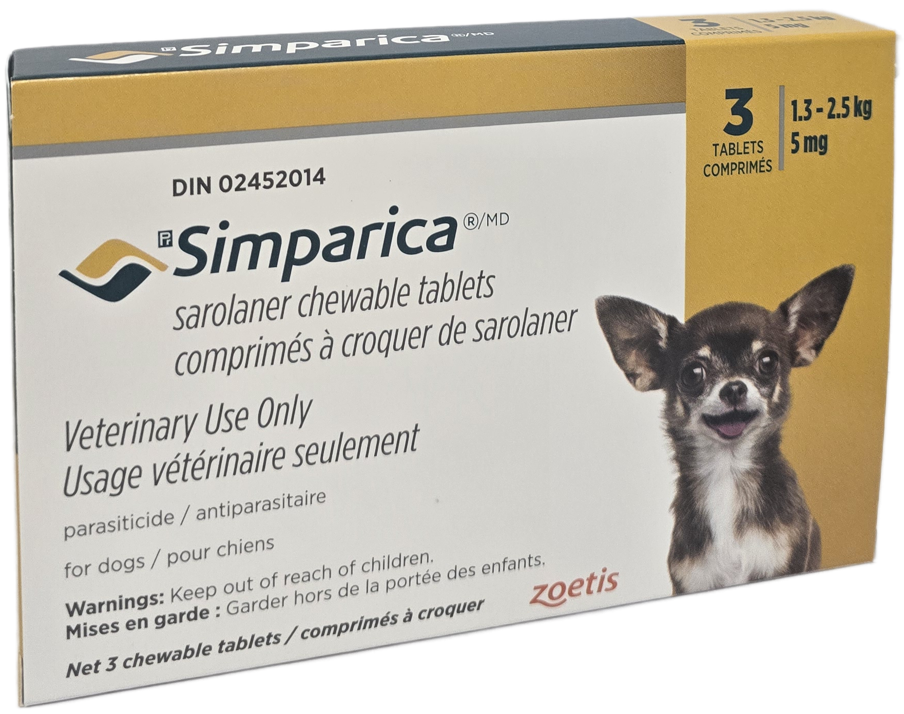 Simparica Chewable Tablet For Dogs 1.3 To 2.5 Kg (Yellow) - 1 Tablet