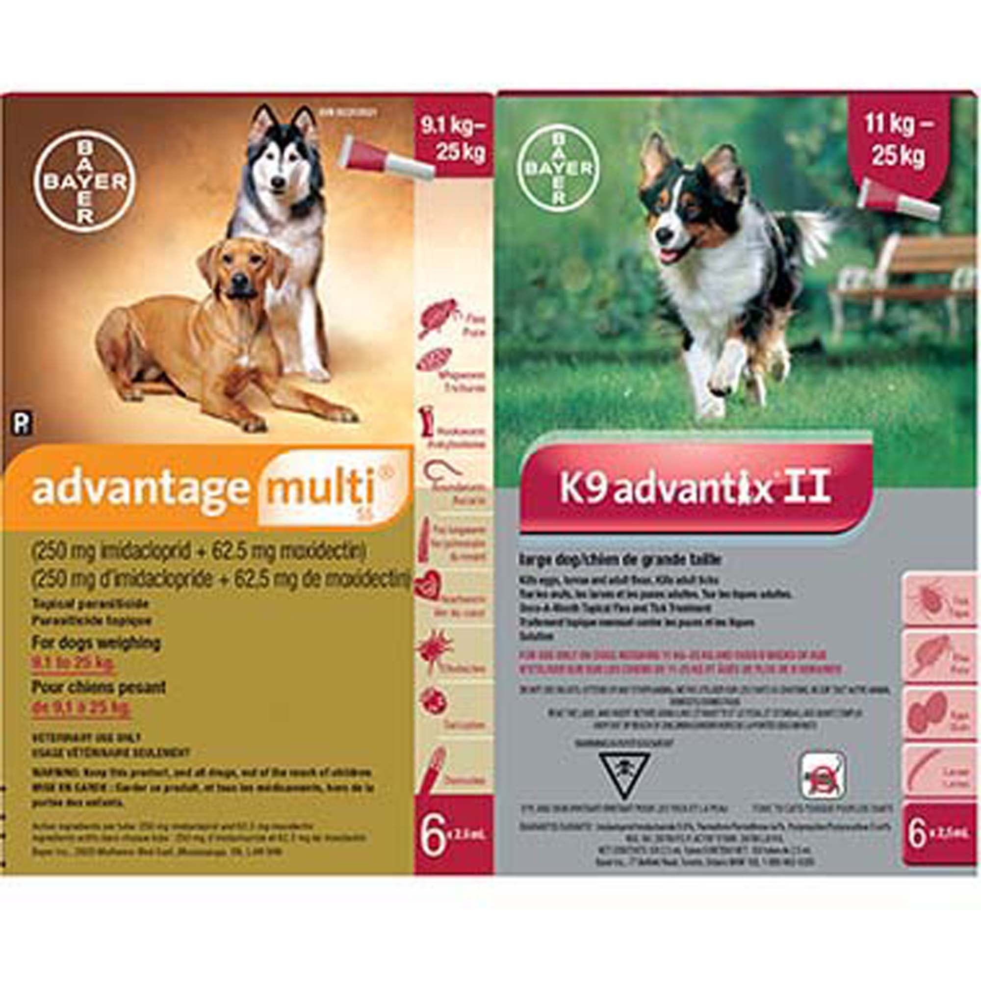 Multi-Duo Advantage Multi 55 & K9 Advantix II For Dogs 9.1 To 25 Kg (Red)