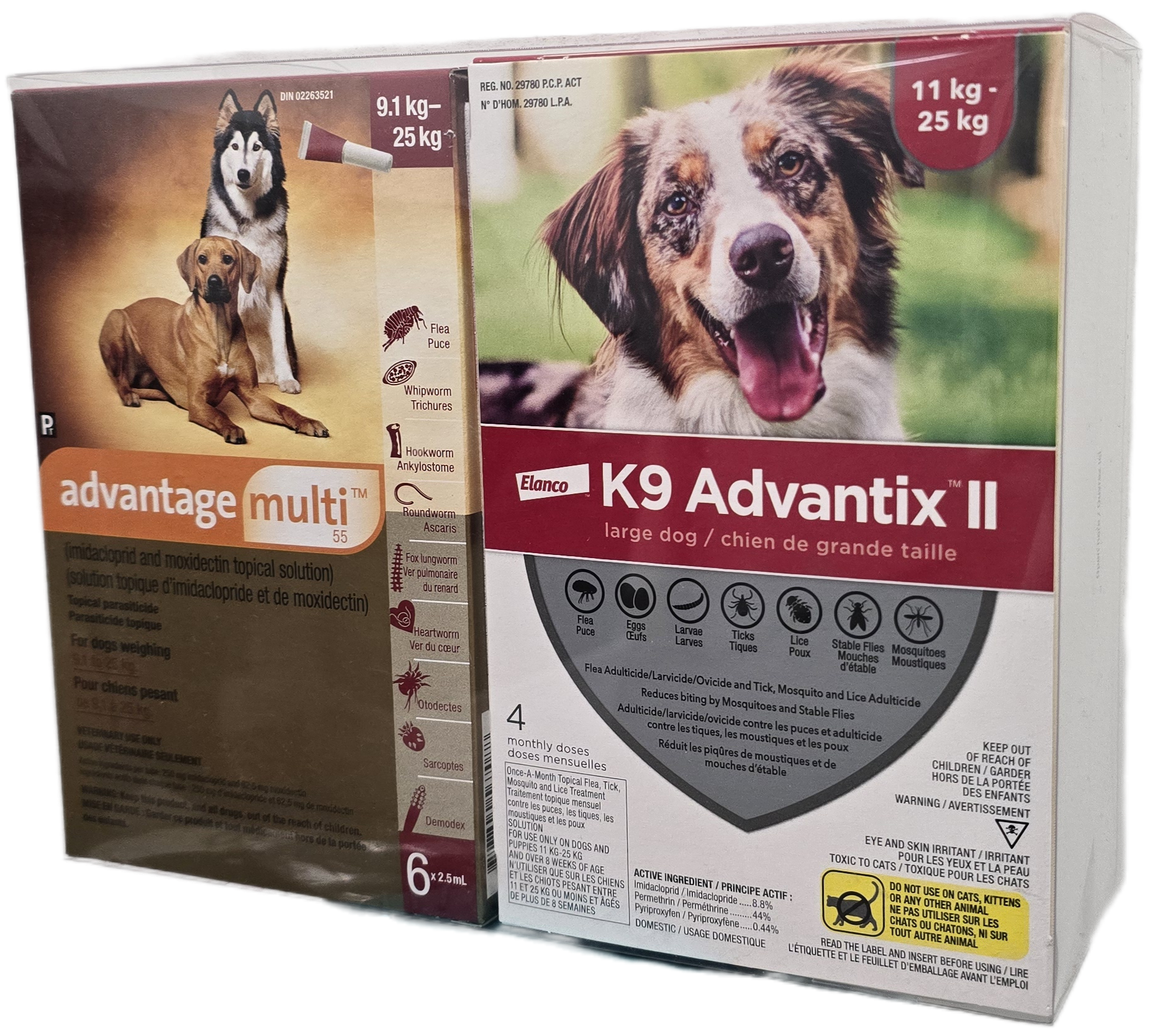 Multi-Duo PLUS Advantage Multi 55 (6 dose) & K9 Advantix II (2 x 4 dose) For Dogs 9.1 To 25 Kg (Red)