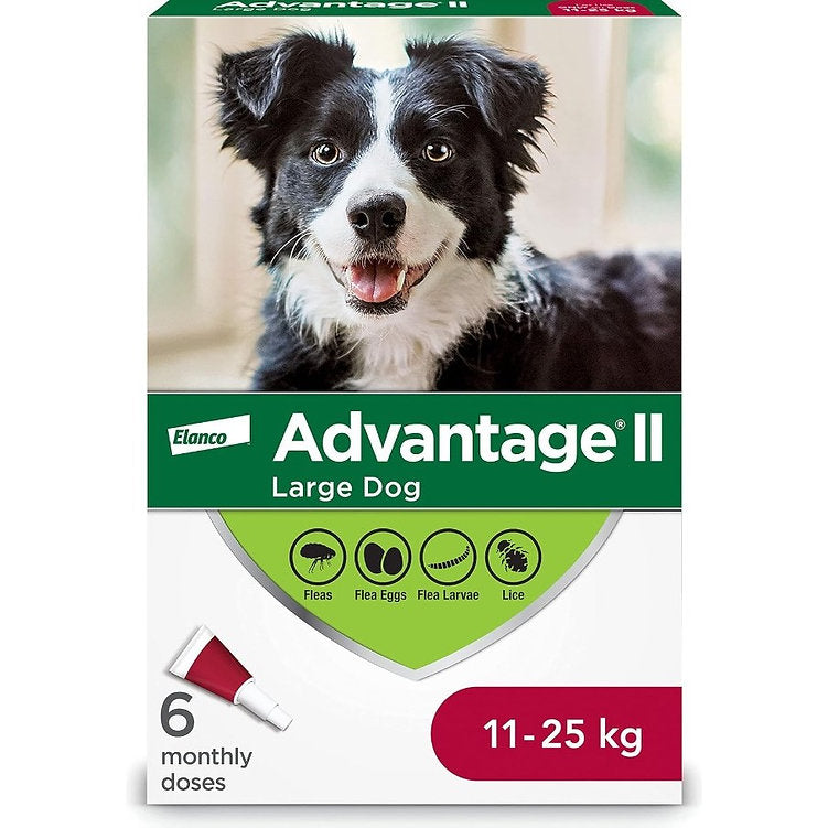 Advantage II Flea Treatment For Dogs 11 to 25 Kg (Red) - 6 Dose