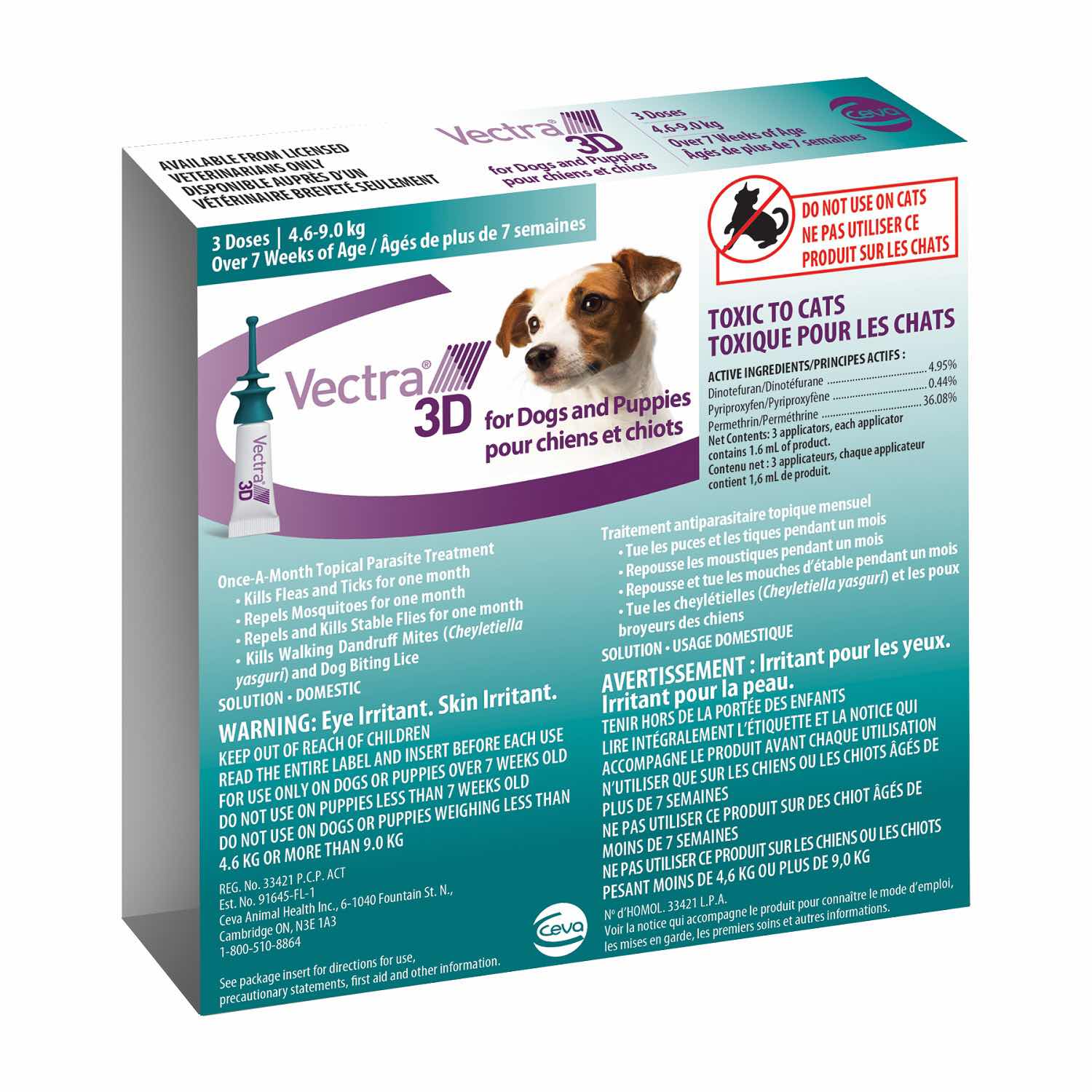 Vectra 3D For Dogs 4.6 To 9 kg (Aqua) 3 Dose Pack