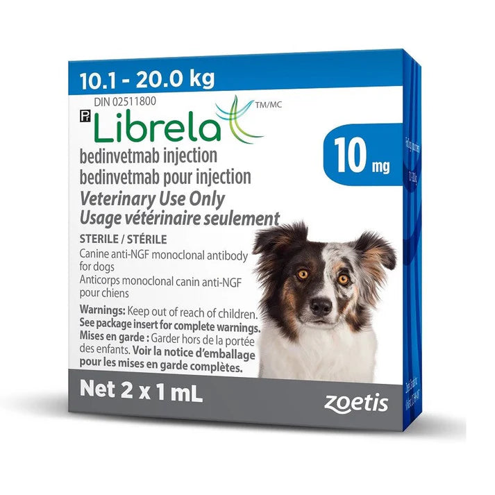 Librela (bedinvetmab) 10 mg/mL Injectable 10.1 to 20 kg (Blue) - 1 mL Vial X 2