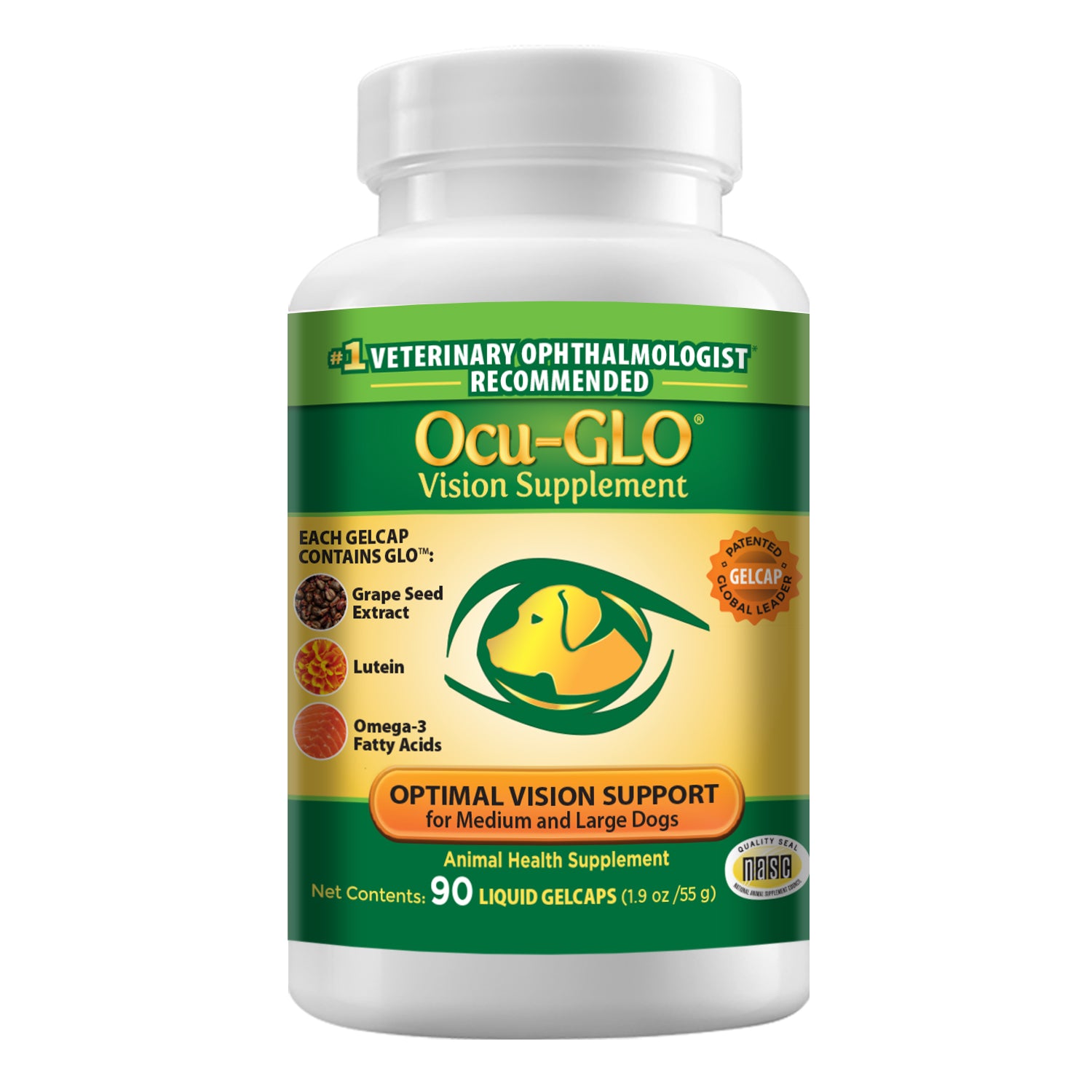 Ocu-Glo Vision Supplement Liquid Gelcaps For Dogs 90 Count