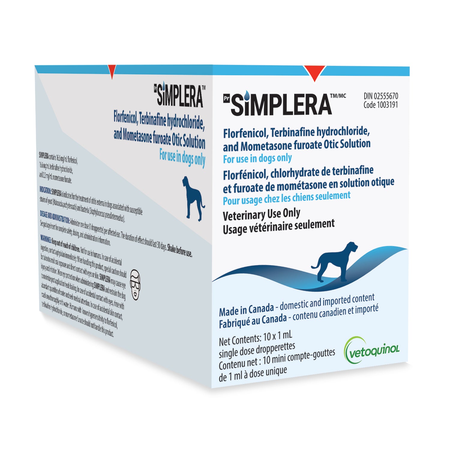 Simplera (flofenicol, terbinafine hydrochloride, mometasone furoate) Otic Solution