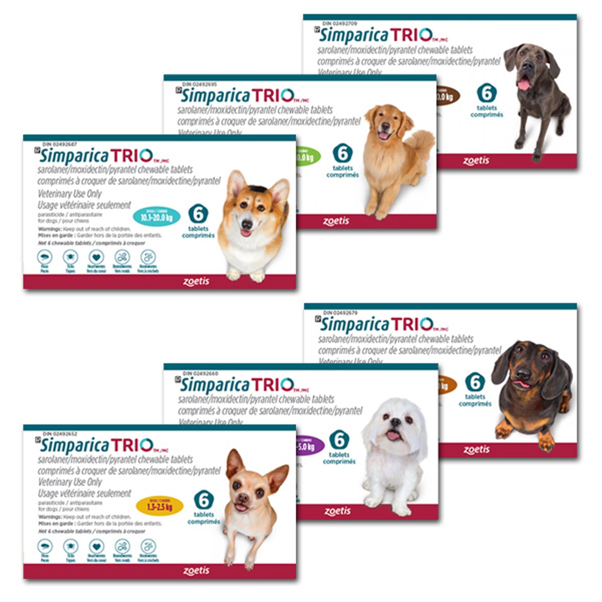 Simparica TRIO Chewable Tablet for Dogs 10.1 to 20 kg (Aqua)