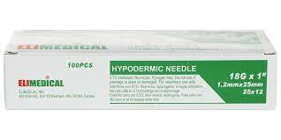 Elimedical Hypodermic TW Needles 18G x 1 Inch 100 Pack