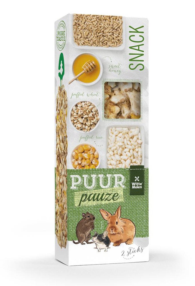 PUUR Pauze Sticks Puffed Cereals Puffed Rice & Honey 2 Count