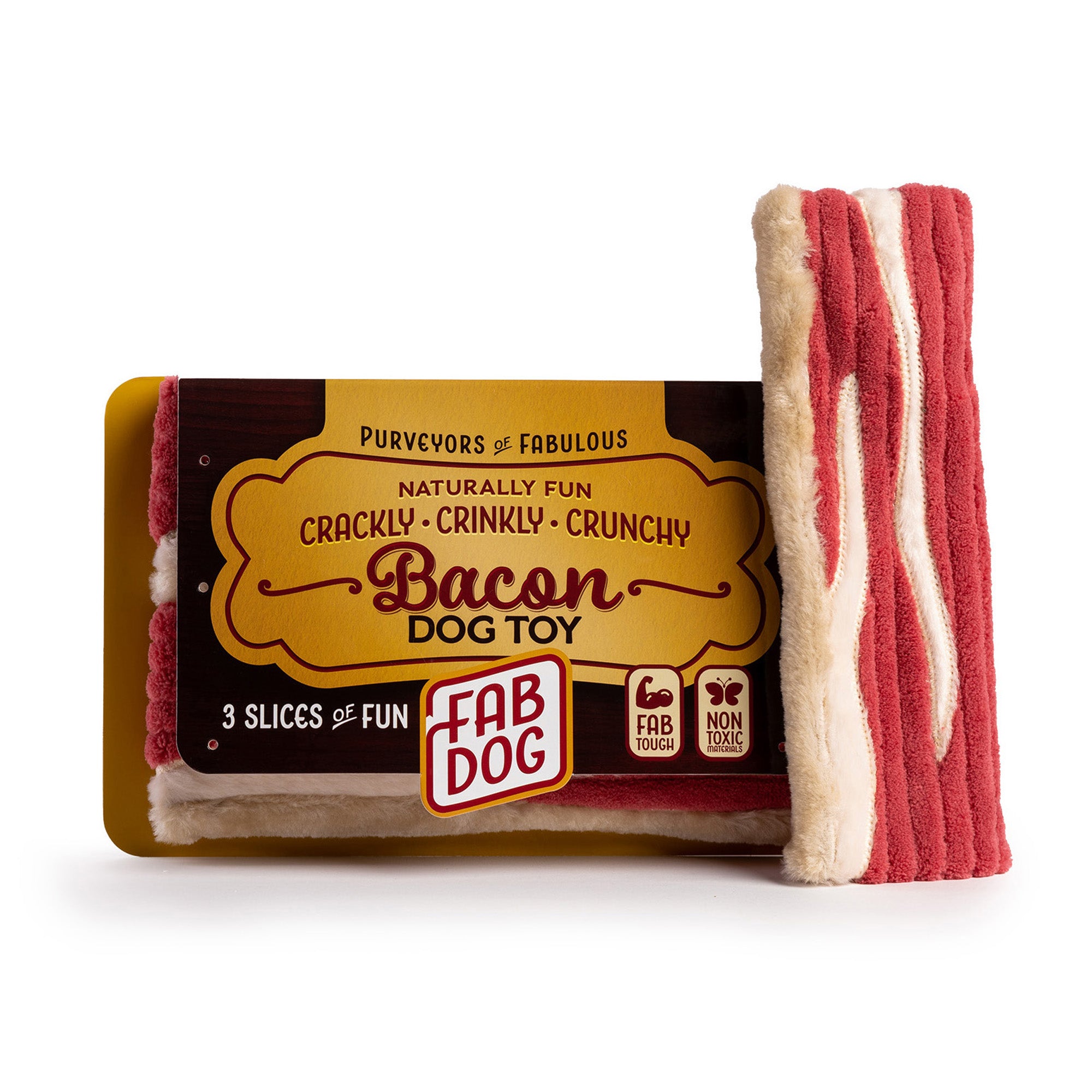 Foodies Plush Dog Toy Bacon 3 Pack