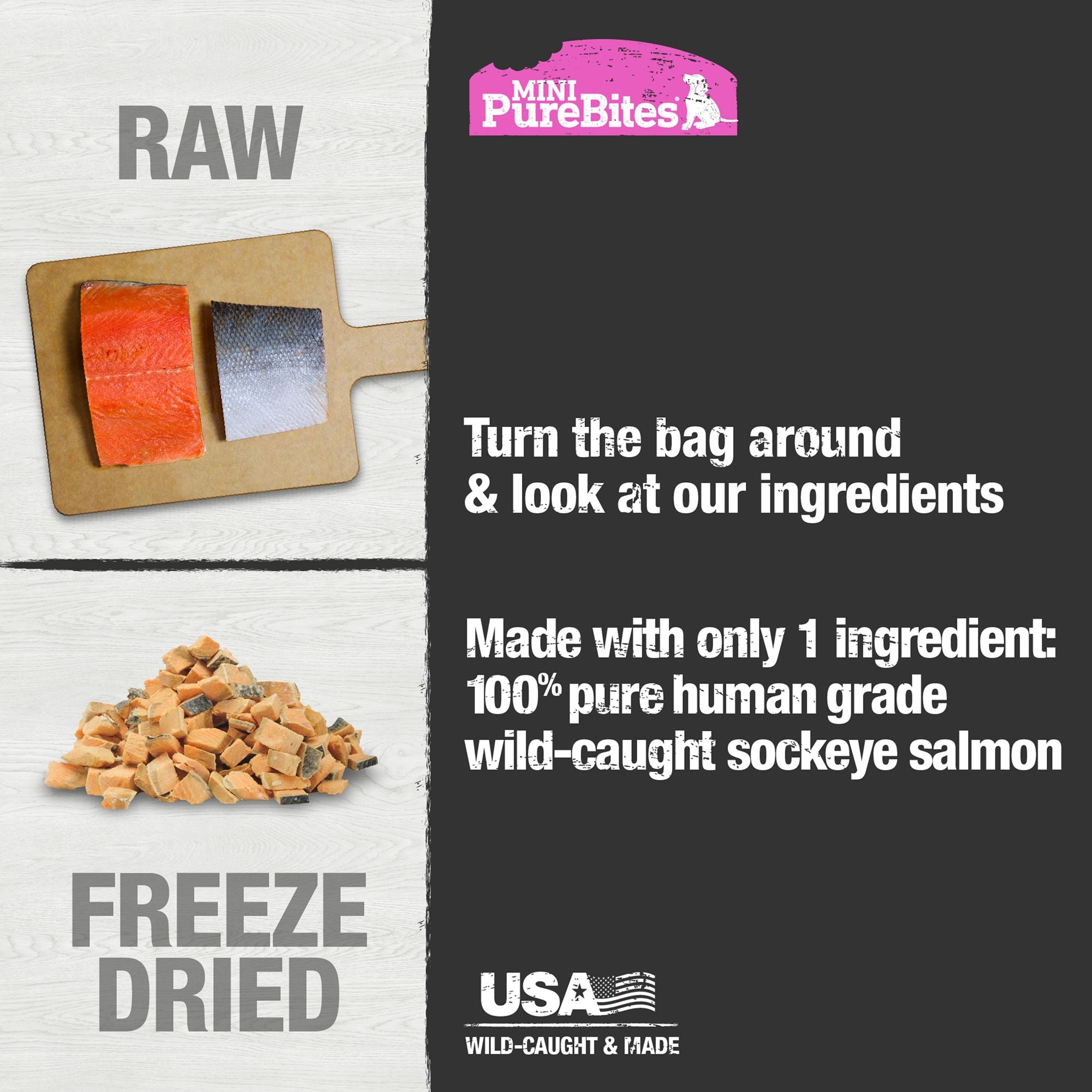 PureBites Mini Freeze Dried Wild-Caught Salmon Trainers Treats For Dogs