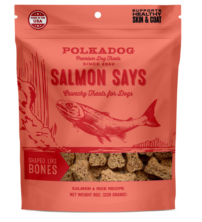 Polkadog Salmon Says Bone Shaped Treats For Dogs