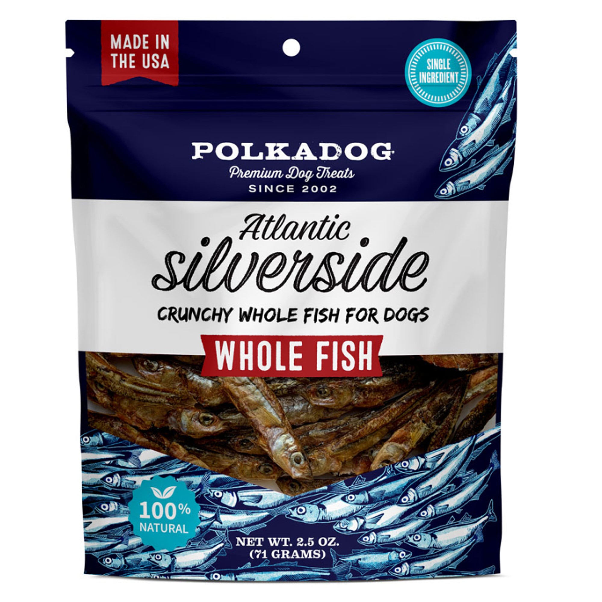Polkadog Atlantic Silverside Crunchy Whole Fish Treats For Cats & Dogs