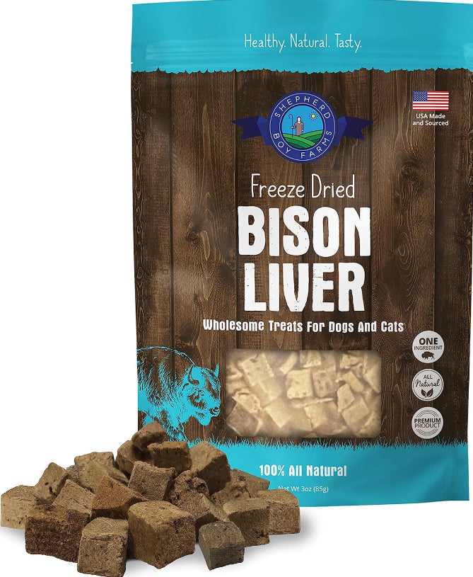 Shepherd Boy Farms Freeze Dried Raw Bison Liver Treats for Cats & Dogs