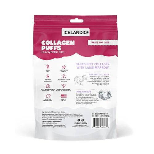 Icelandic+ Collagen Puffs Treats For Cats Baked Beef Collagen With Lamb Marrow