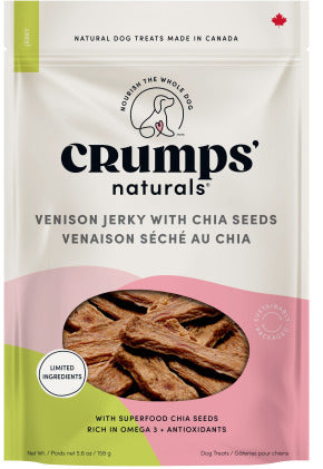 Friandises Jerky pour Chiens au Cerf et aux Graines de Chia de Crumps' Naturals