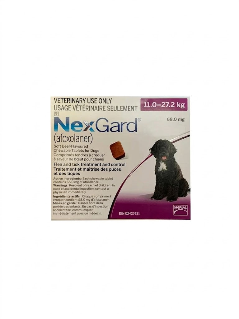 NexGard (afoxolaner) Comprimé à croquer pour chiens de 11 à 27,2 kg (Violet)