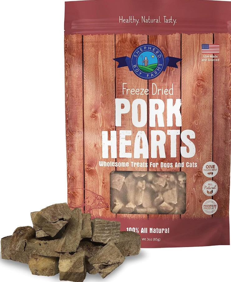 Shepherd Boy Farms Freeze Dried Pork Hearts For Cats & Dogs