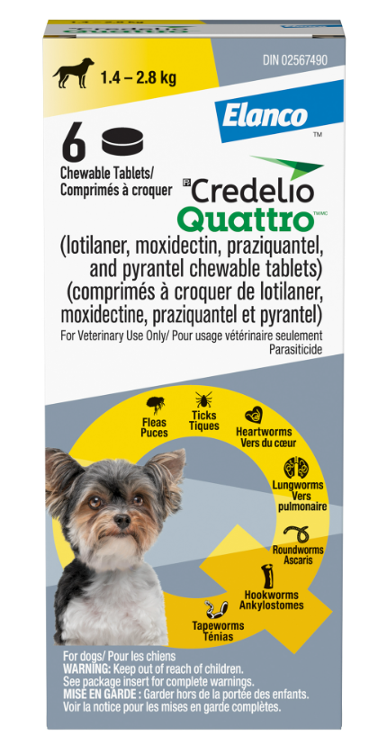 Credelio Quattro Chewable Tablet For Dogs 1.4 To 2.8 Kg (Yellow)