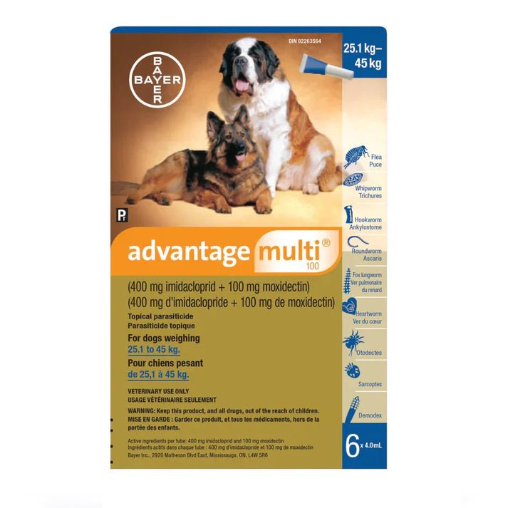 Advantage Multi 100 Topical Solution For Dogs 25.1 To 45 Kg (Blue) - Pets Drug Mart