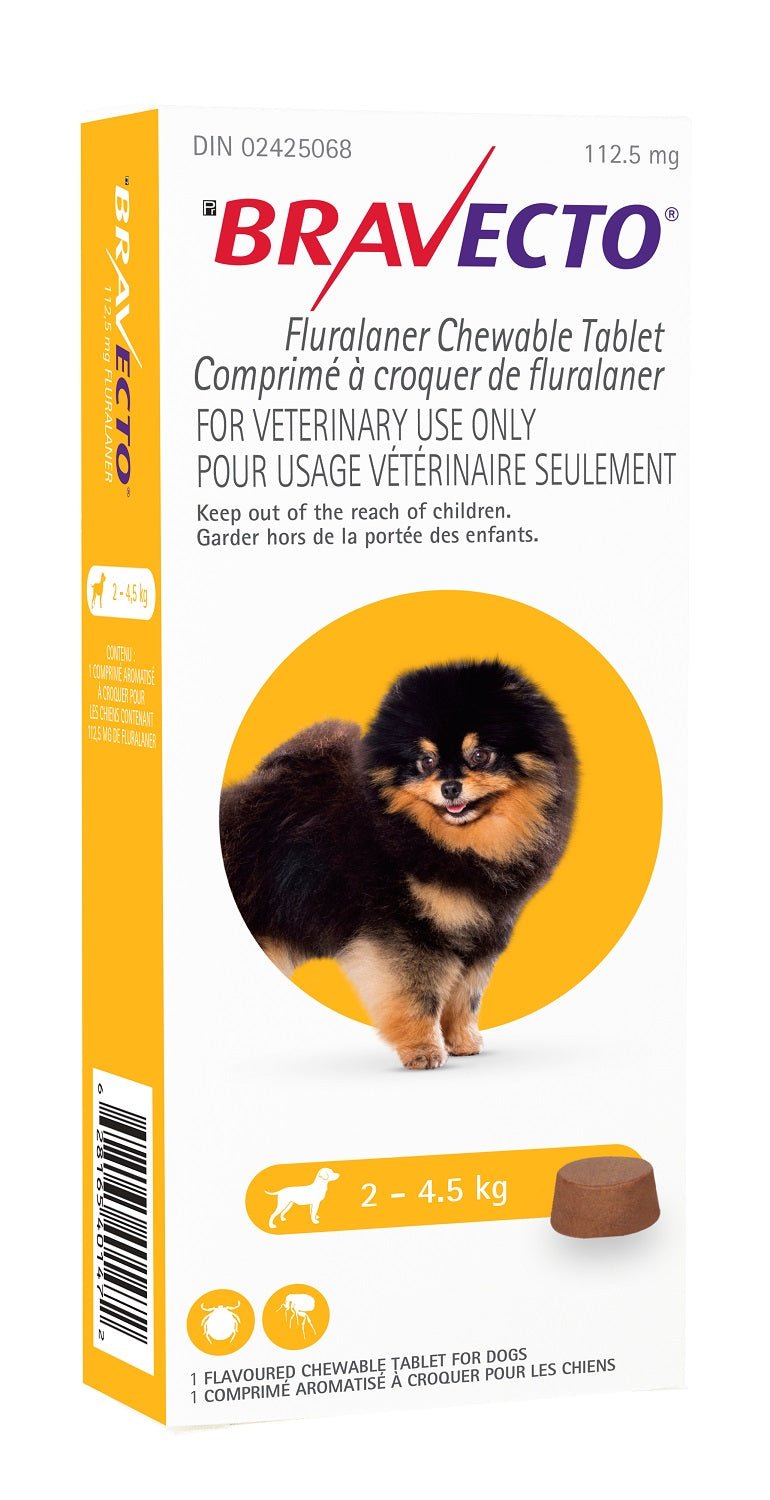 Bravecto Chews For Toy Dogs 2 To 4.5 kg (Yellow) - Pets Drug Mart