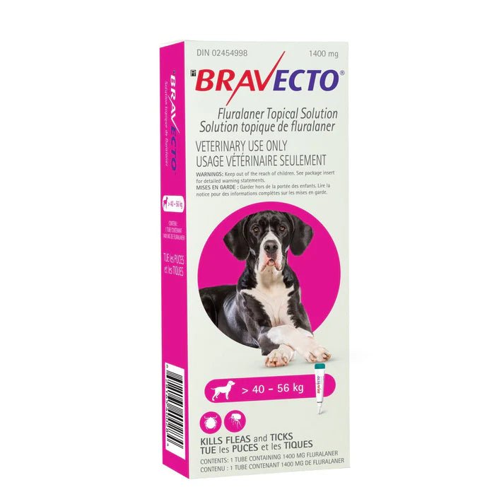 Bravecto Topical Solution For Dogs 40.1 To 56 kg (Pink) - Pets Drug Mart