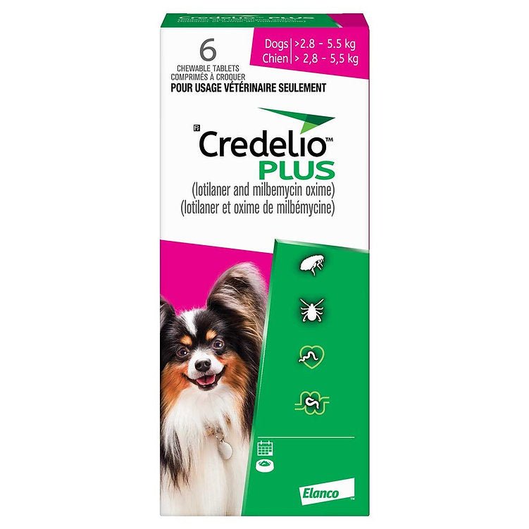 Credelio Plus (lotilaner/milbemycin oxime) Chewable Tablet For Dogs 2.9 To 5.5 Kg (Pink) - Pets Drug Mart