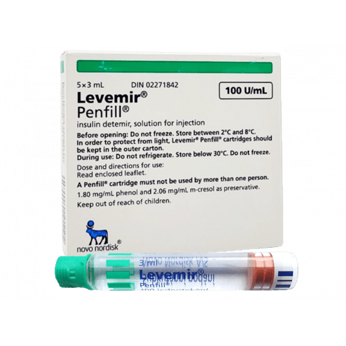 Levemir Penfill (insulin detemir) 100 units/mL (3mL per cartridge - 5 cartridges per pack) - Pets Drug Mart