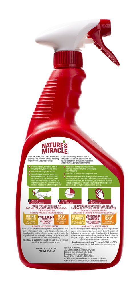 Nature's Miracle Advanced Stain & Odour Remover For Cats - Pets Drug Mart