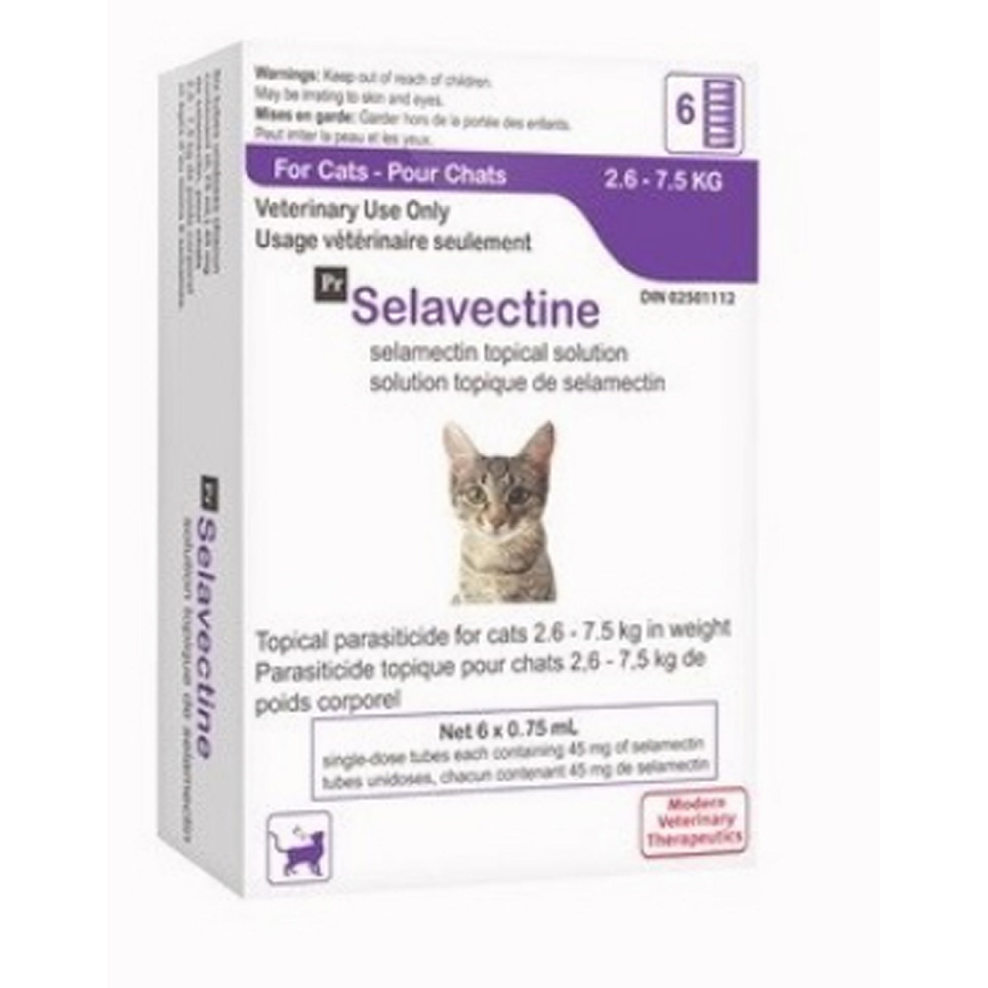 Selavectine (selamectin) Topical Solution for Cats 2.6 to 7.5 kg (Purple) - Pets Drug Mart