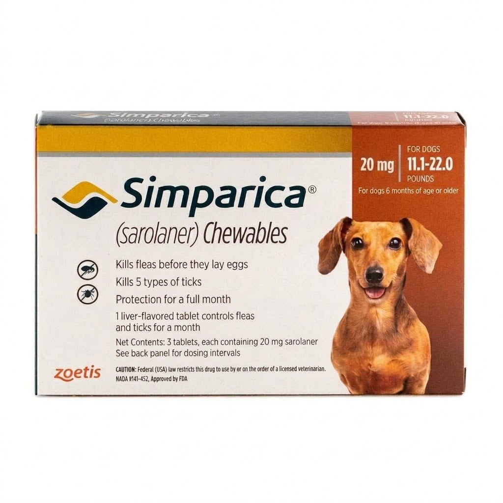 Simparica Chewable Tablet For Dogs 5.1 To 10 Kg (Caramel) - Pets Drug Mart