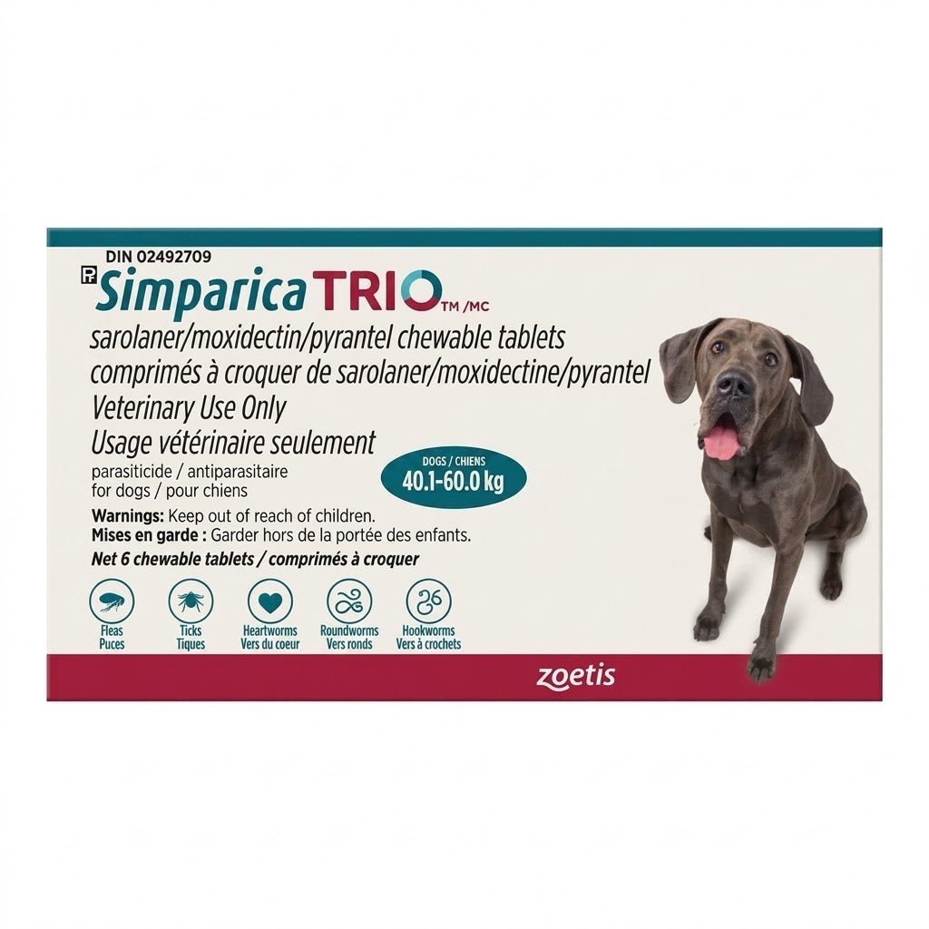 Simparica TRIO Chewable Tablet for Dogs 40.1 to 60 kg (Brown) - Pets Drug Mart