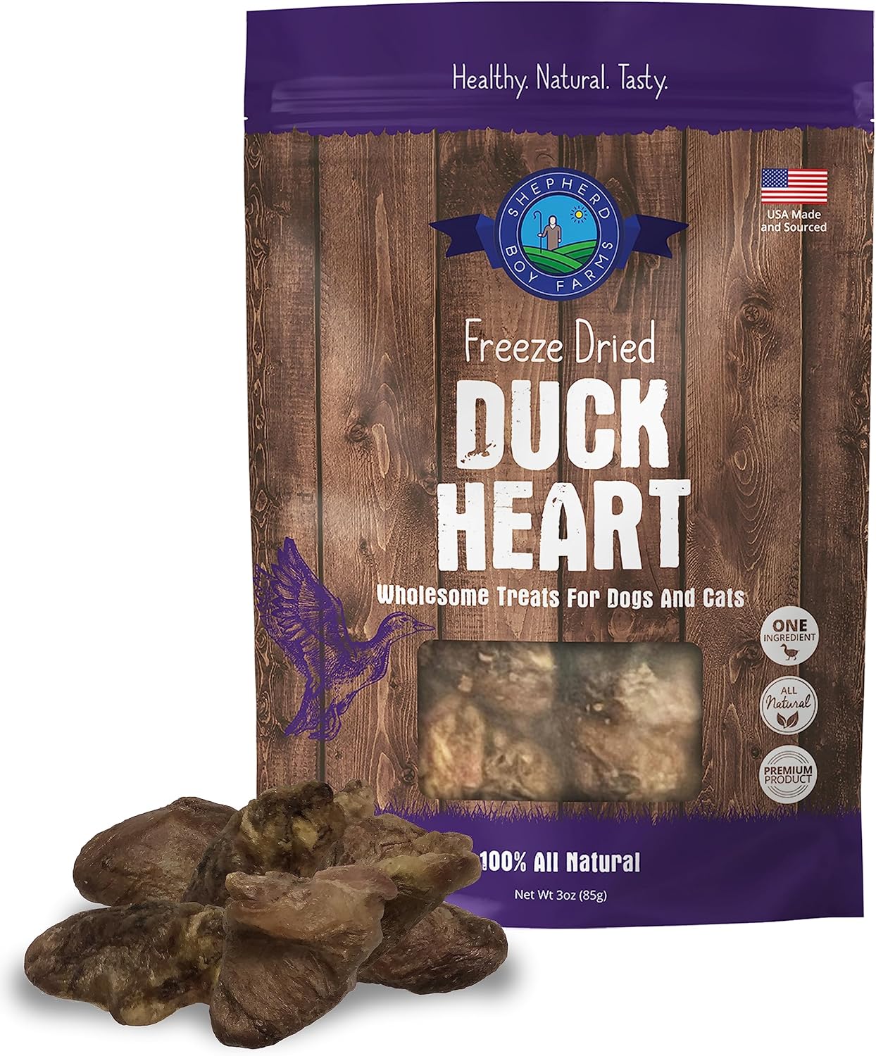 DT1749_Cats_Shepherd Boy Farms Freeze Dried Treat - Duck Hearts_Duck Hearts, 8 oz