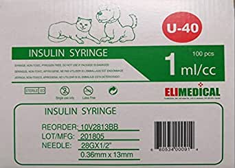 Elimedical Veterinary Syringe U-100 0.5 mL 29G x 1/2 Inch 100 Pack