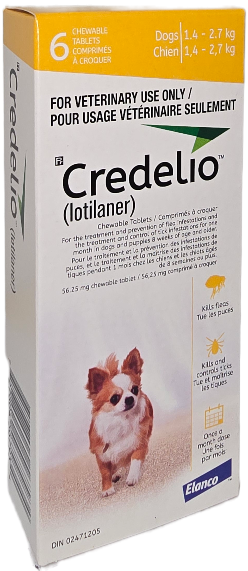Credelio (lotilaner) Chewable Tablet For Dogs 1.4 To 2.7 Kg (Yellow)