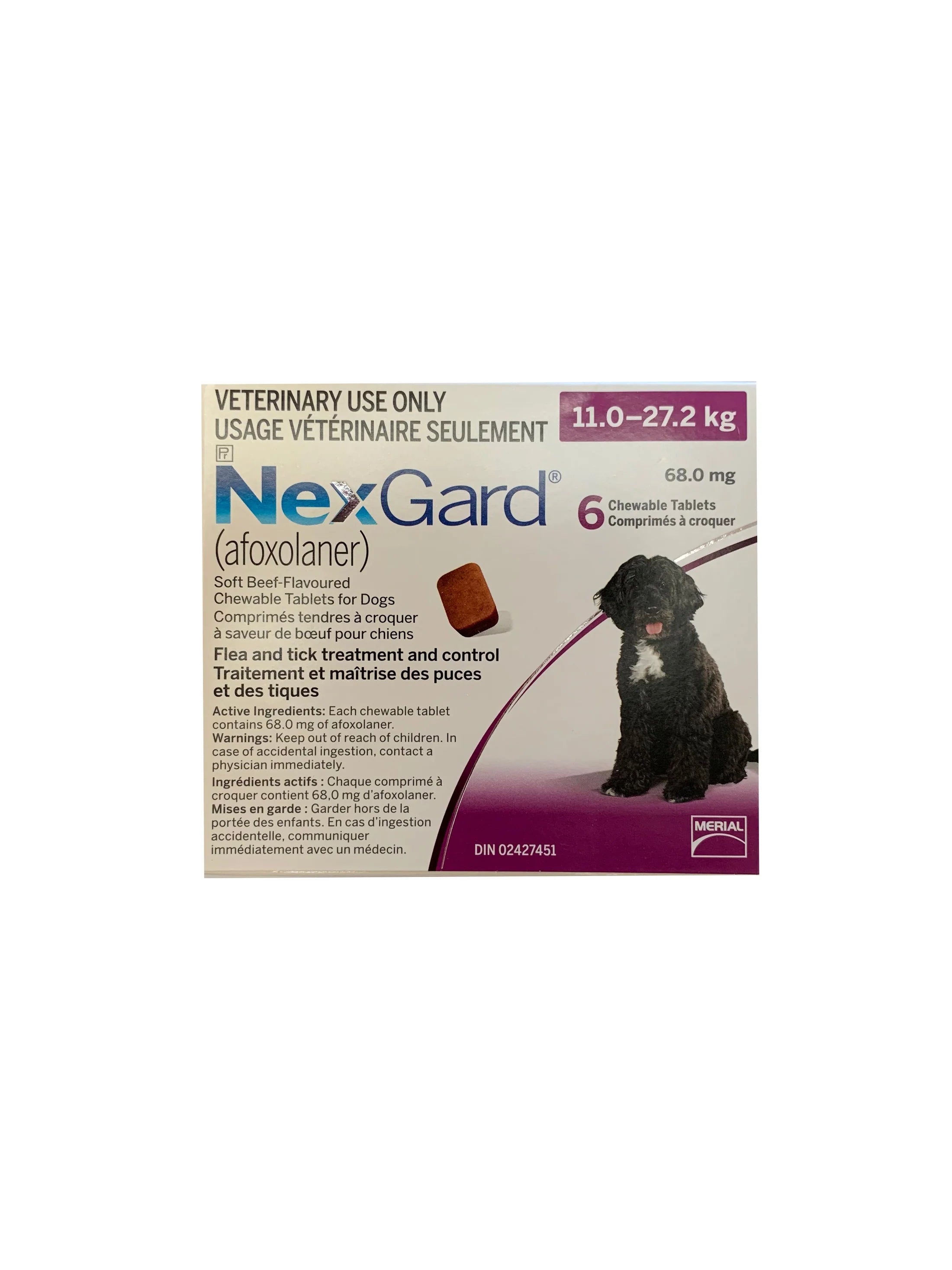NexGard (afoxolaner) Chewable Tablet For Dogs 11 To 27.2 Kg (Purple) - 1 Chew