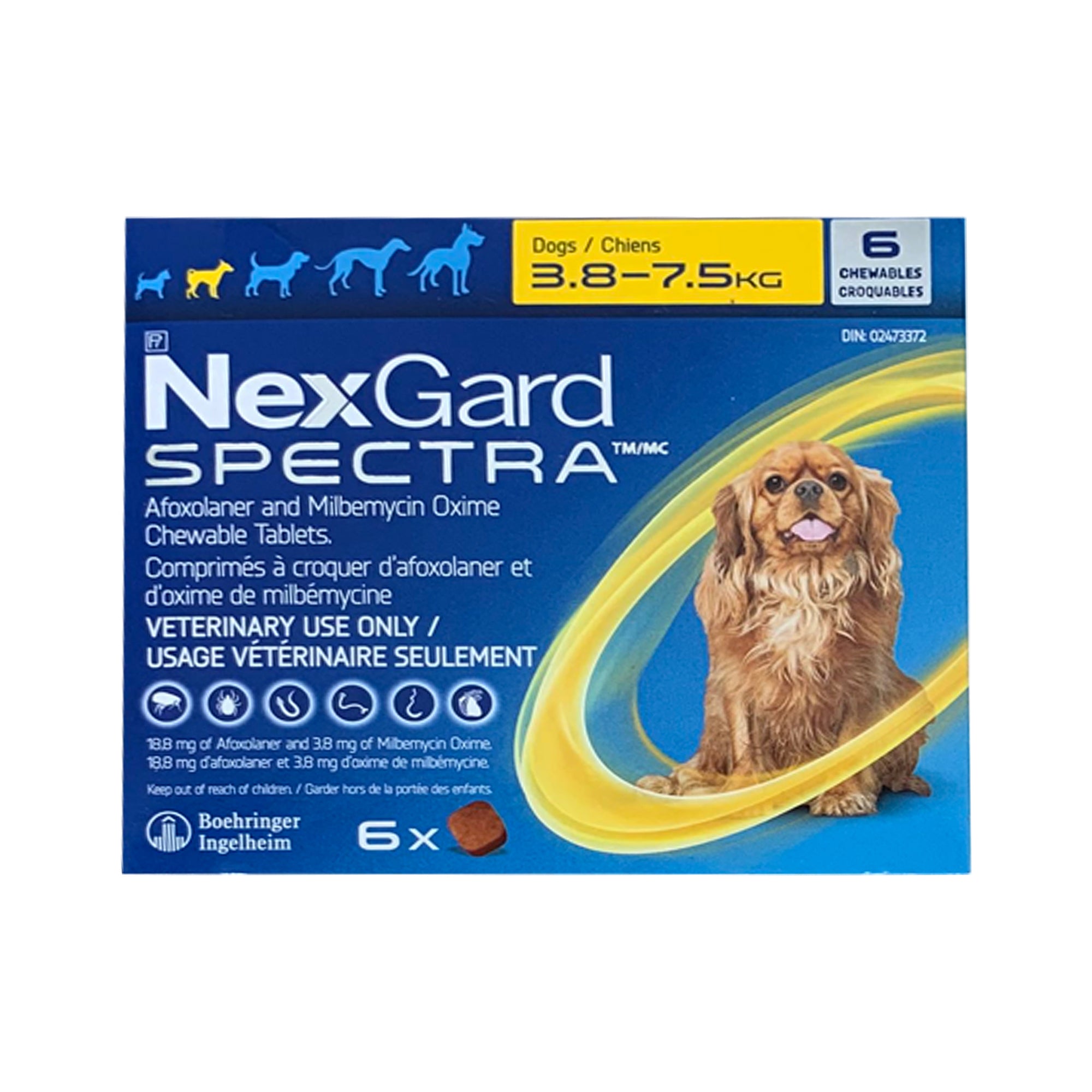 NexGard Spectra Chewable Tablet For Dogs 3.8 To 7.5 Kg (Yellow)