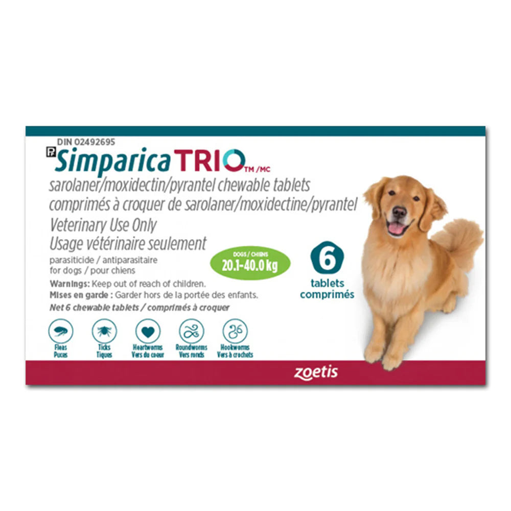 Simparica TRIO Chewable Tablet for Dogs 20.1 to 40 kg  (Green) - 1 Tablet