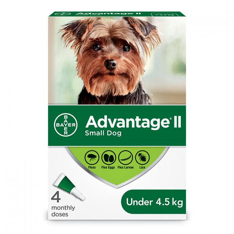 Advantage II Flea Treatment For Dogs 4.5 Kg & Under (Green) - 6 Dose