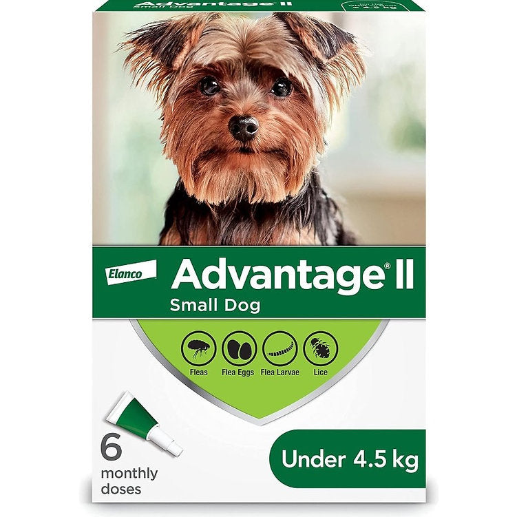 Advantage II Flea Treatment For Dogs 4.5 Kg & Under (Green)