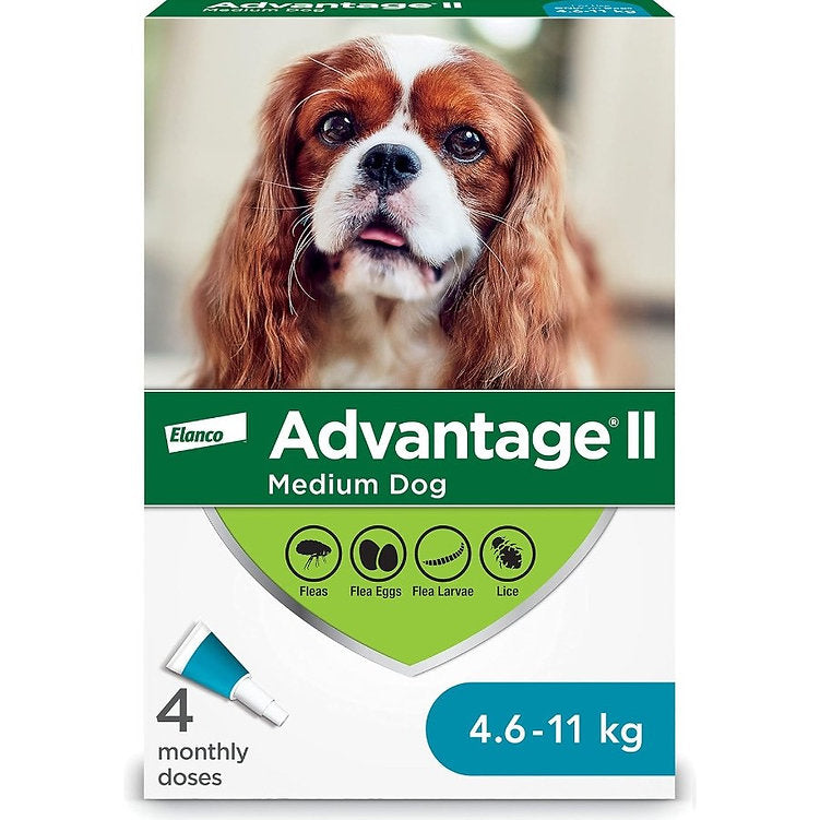 Advantage II Flea Treatment For Dogs 4.6 To 11 Kg (Teal) - 6 Dose