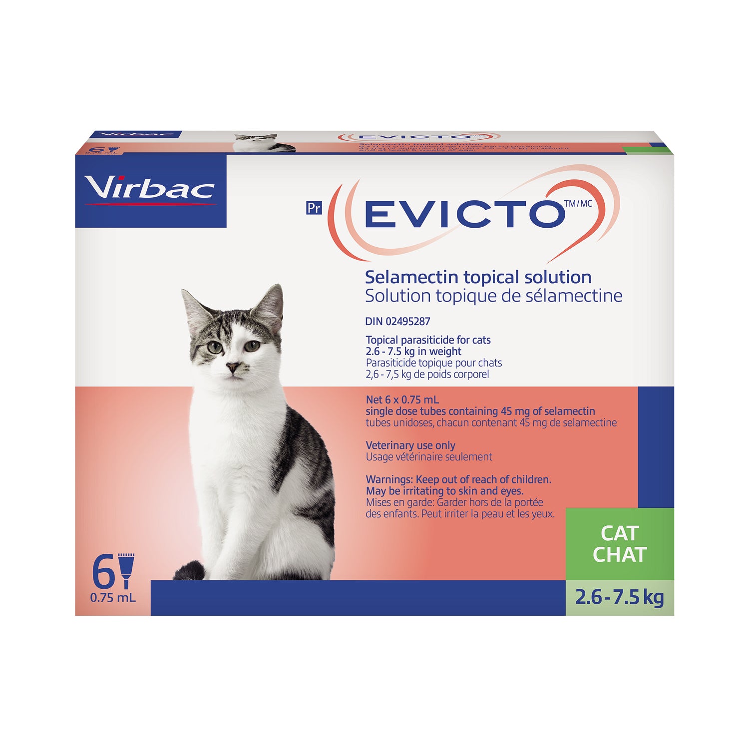 EVICTO Selamectin Topical Solution For Cats 2.6 To 7.5 Kg (Green)