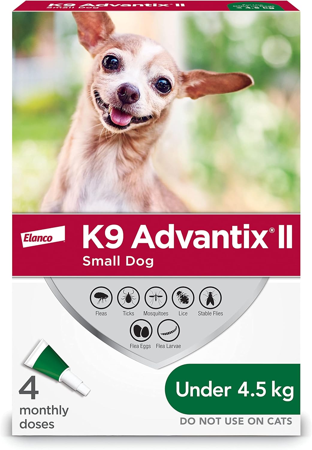 K9 Advantix II Flea & Tick Protection for Dogs Under 4.5 Kg (Green) - 4 Dose