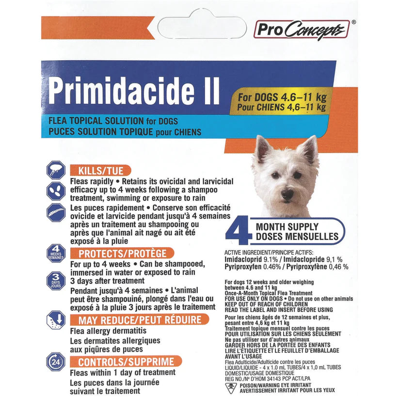 Primidacide II Topical Flea Treatment For Dogs 4.6 To 11 Kg