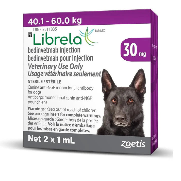 Librela (bedinvetmab) 30 mg/mL Injectable for Dogs 40.1 to 60 kg (Purple)