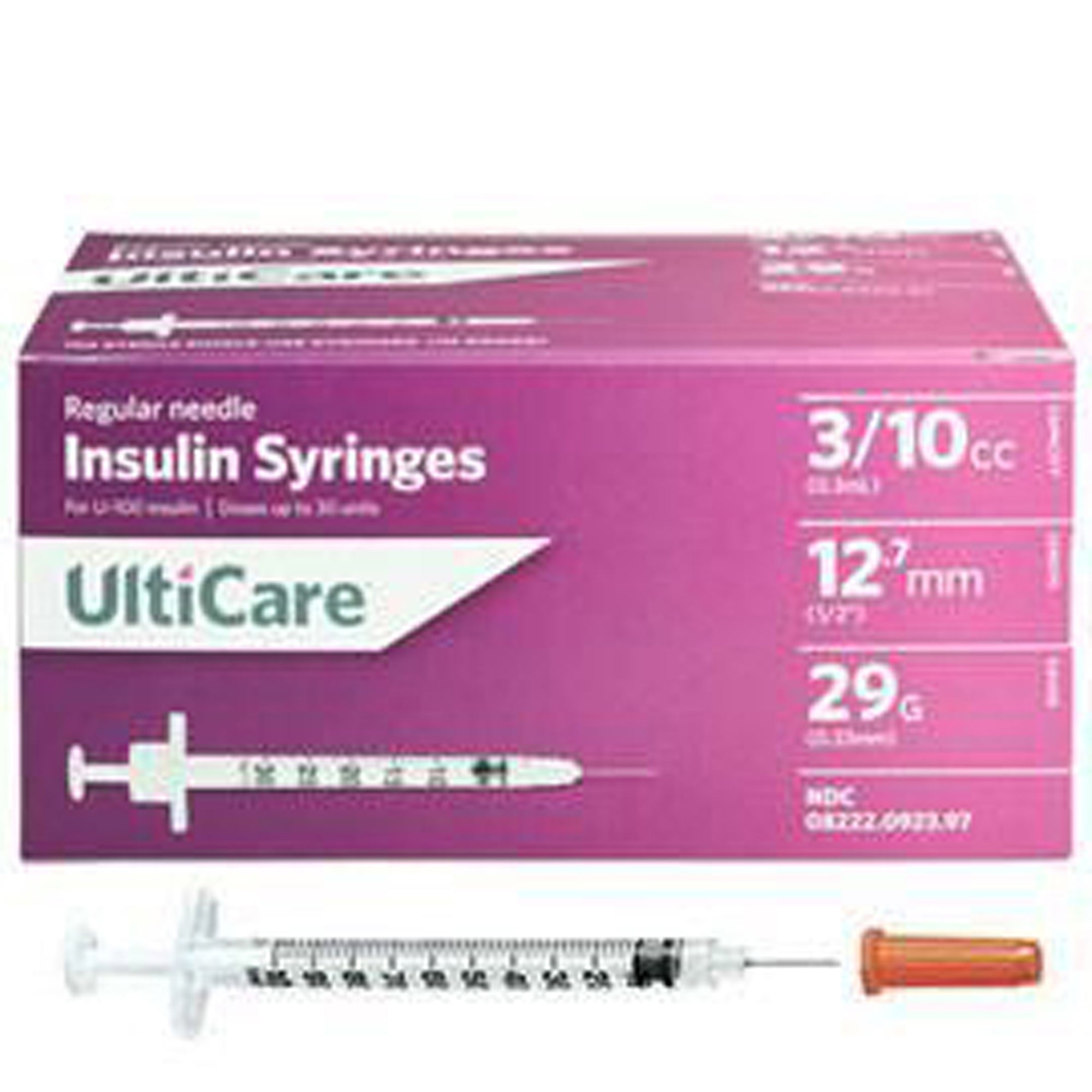 UltiCare Insulin Syringes U-100 29G 100 Pack - 0.3 mL